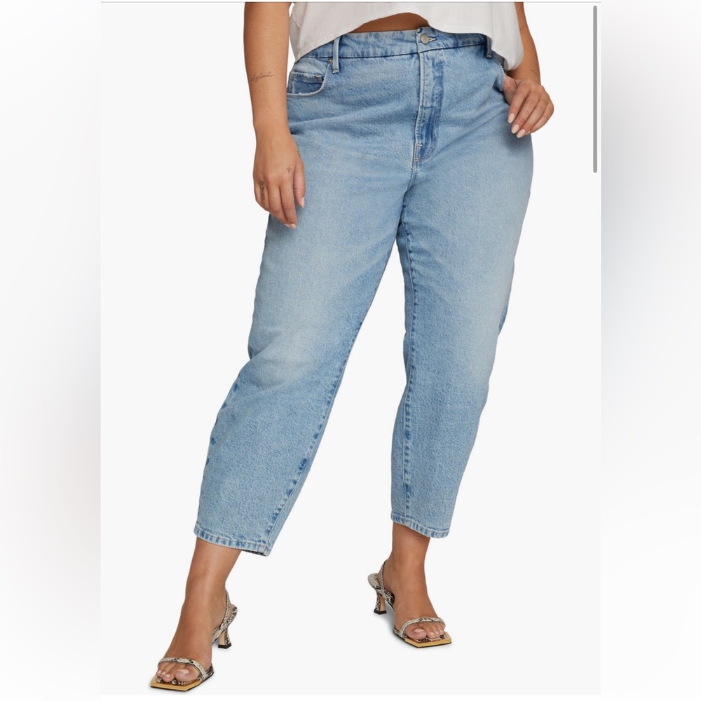 Good American | Idol High Waist Straight Leg Relaxed Fit Distressed Mom Jeans